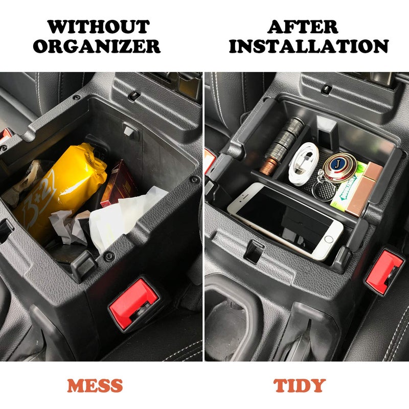 JKCOVER Compatible with Center Console Organizer Tray Jeep Wrangler JL/JLU 2018-2021 2022 2023 2024 2025 and Jeep Gladiator JT Truck 2020-2023 2024 2025 Insert Armrest Accessories (Not for JK/JKU) - Image 5
